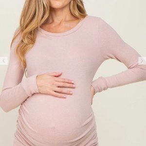 Pink Blush Pinkblush Light Pink Soft Knit Ruched Maternity Top
